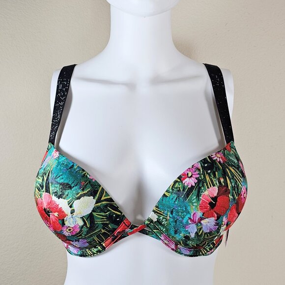 Victoria's Secret SWIM Shine Strap Push Up Bikini Top, Tropical Print, Size 34C - Picture 1 of 7